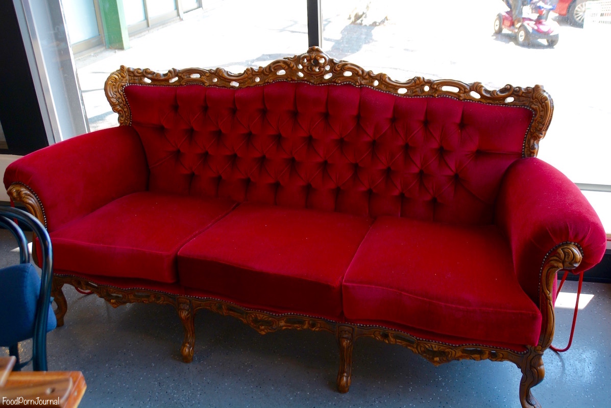 Cornerstone Cafe Weston Creek french red sofa