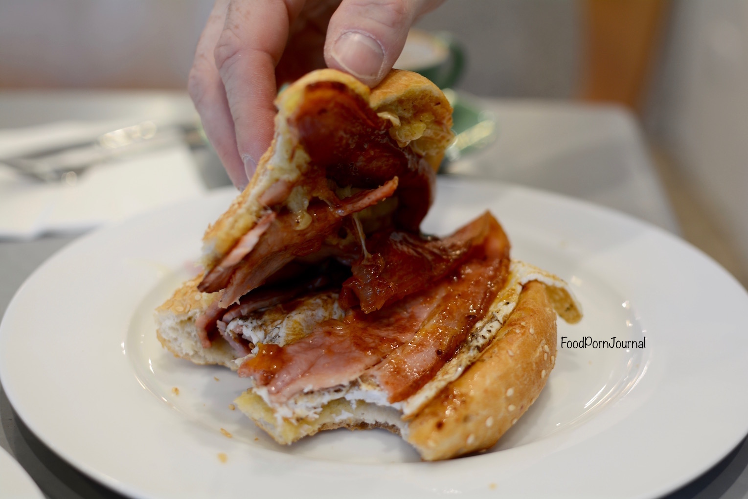 Hot Pop Cafe Braddon inside bacon egg roll