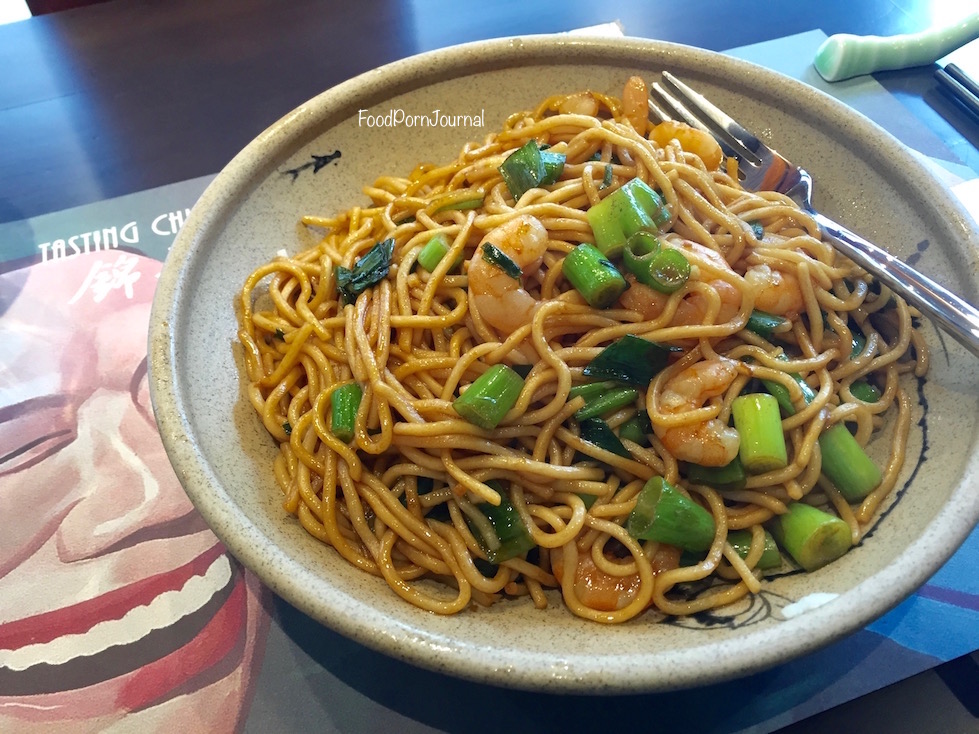 Tasting China prawn and chives noodles