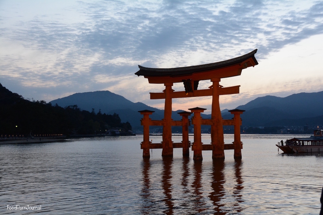 Japan Miyajima Island floating torii sunset