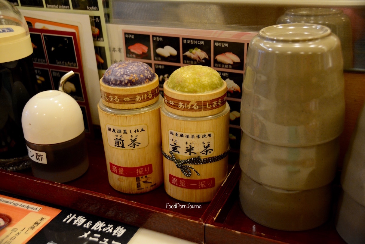 Osaka Japan Dotonburi sushi train tea