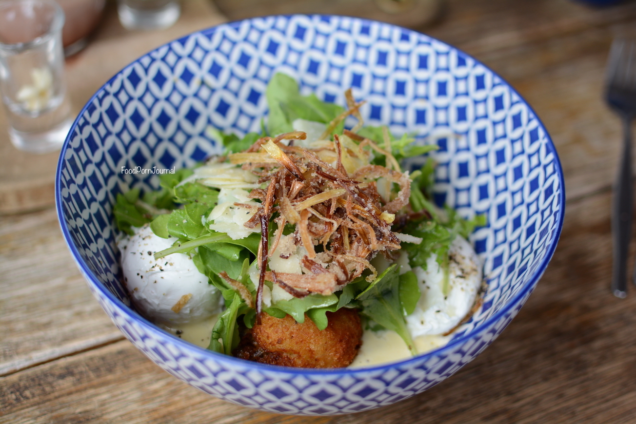 Sayers Sister Perth parmesan croquettes and poached eggs