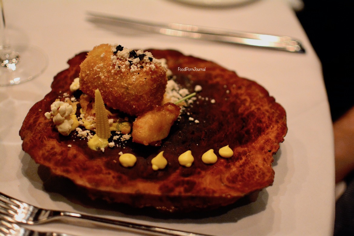 Courgette flavours of corn and croquette