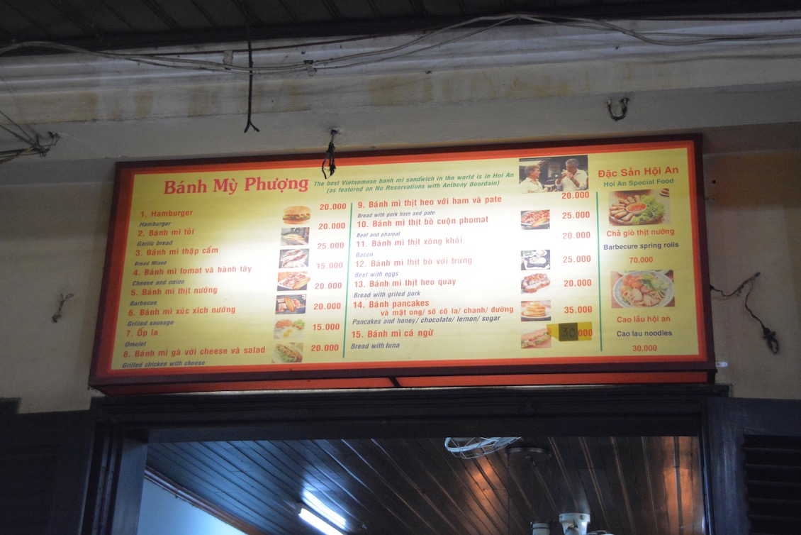 Banh Mi Phuong menu