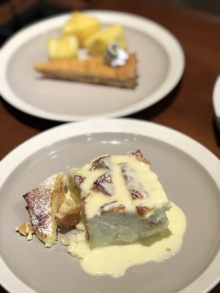 Cathay Pacific The Pier business class lounge bread and butter pudding