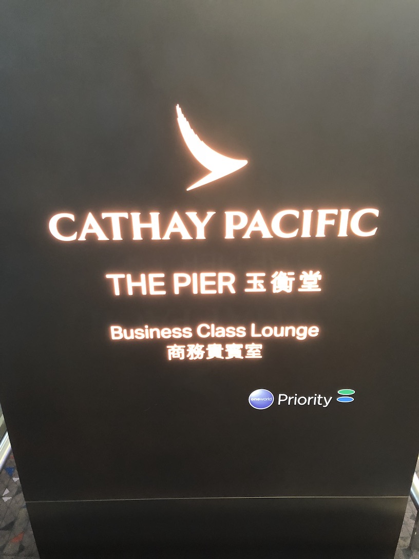 Cathay Pacific The Pier business class lounge sign