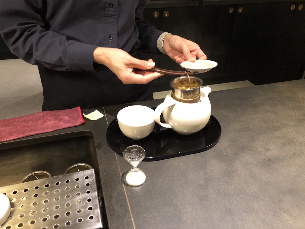 Cathay Pacific The Pier business class lounge tea making