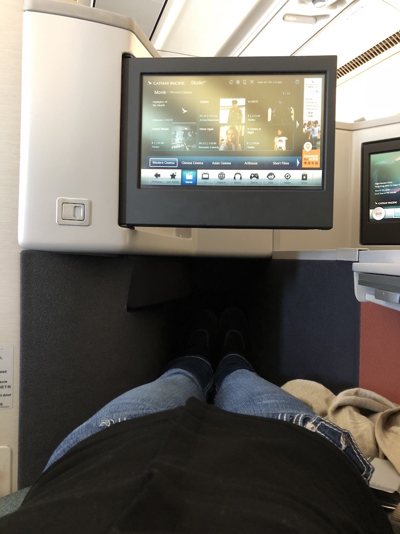 Cathay Pacific business class leg room lying down