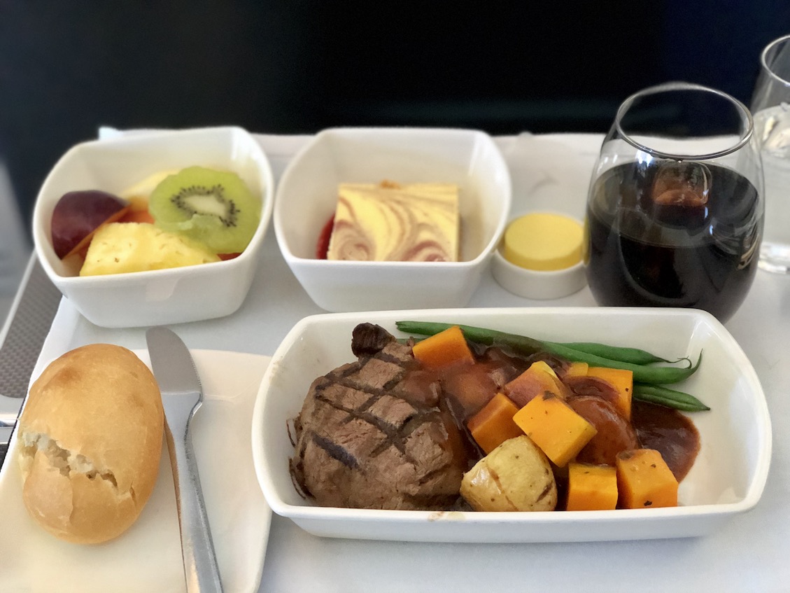 Cathay Pacific business class lunch