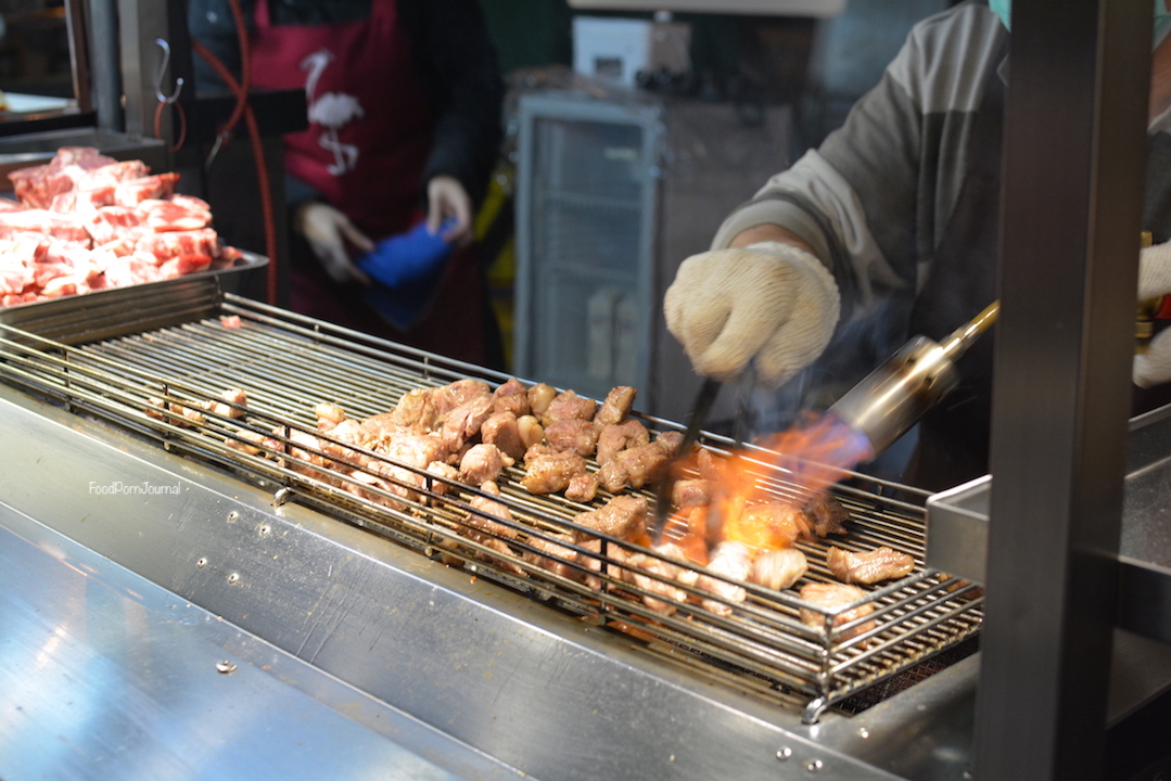 Ningxia Night Market Taipei beef torching