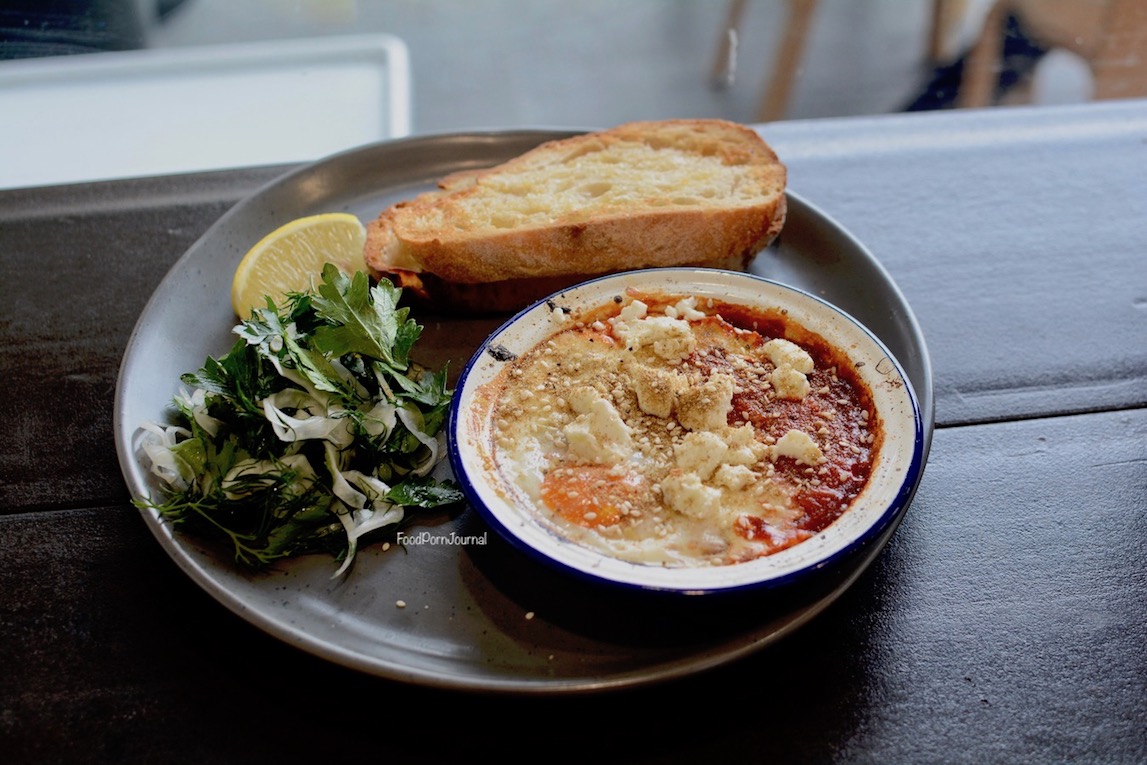 Toasted Braddon shakshuka baked eggs