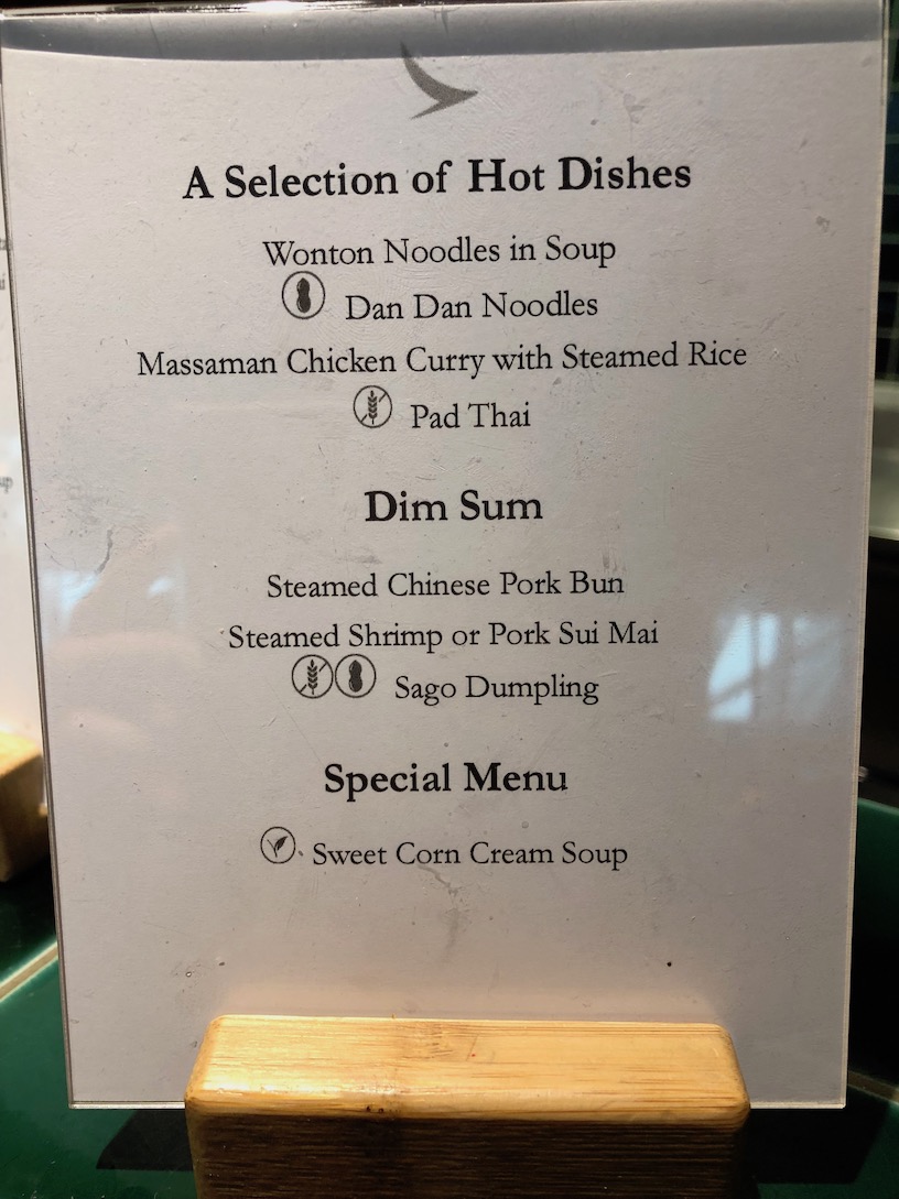 Cathay Pacific Business Lounge Bangkok hot dishes