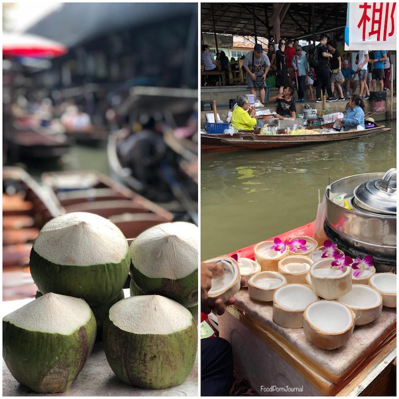 Damnoen Sadiak Floating Markets Bangkok coconut juice