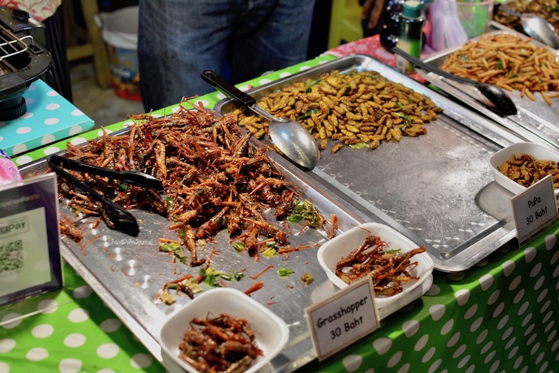 Neon Night Markets Bangkok crickets