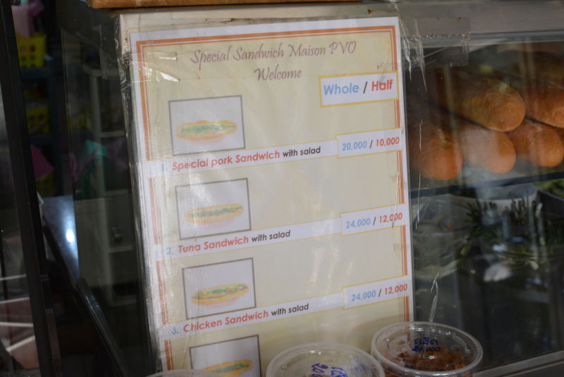 PVO Vientiane Laos banh mi menu