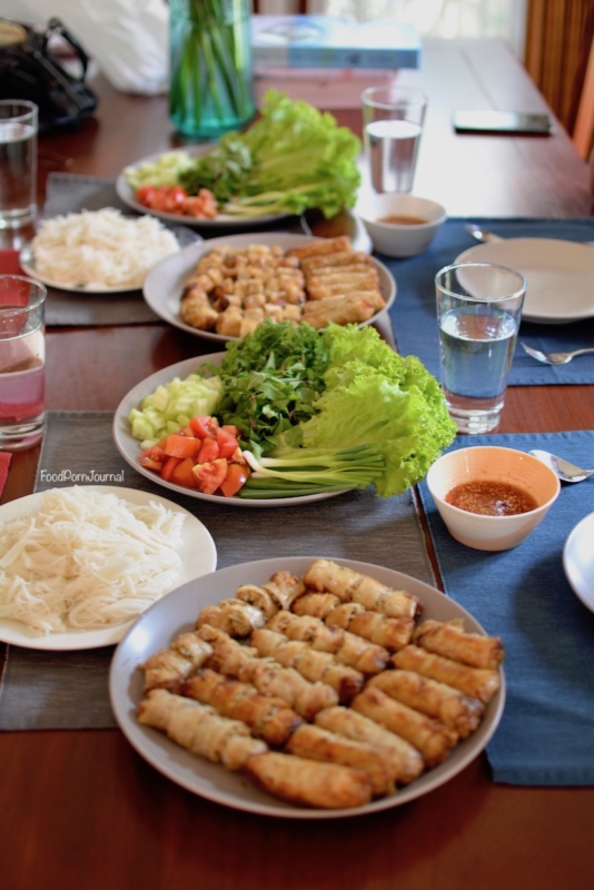 Vientiane Laos home cooked spring rolls