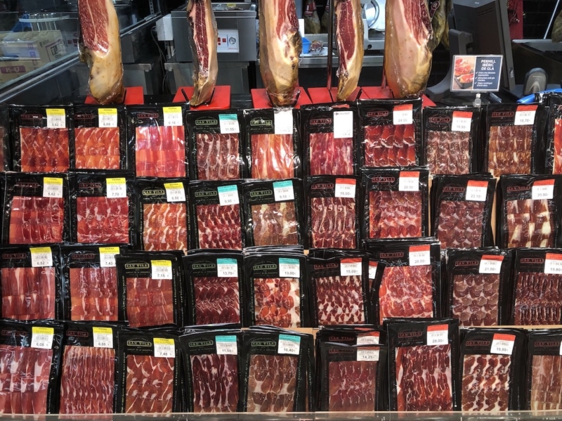 CARRERFOUR MARKET BARCELONA SPAIN PACKAGED CURED MEAT