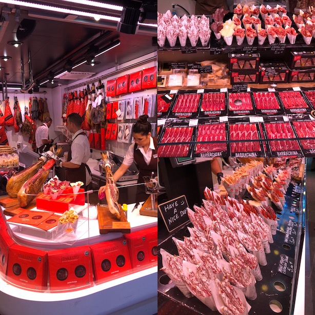 La Boqueria Barcelona Spain cured meats