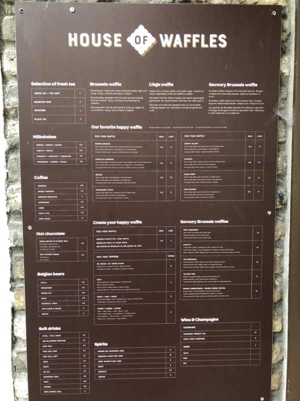 House of Waffle Bruges menu