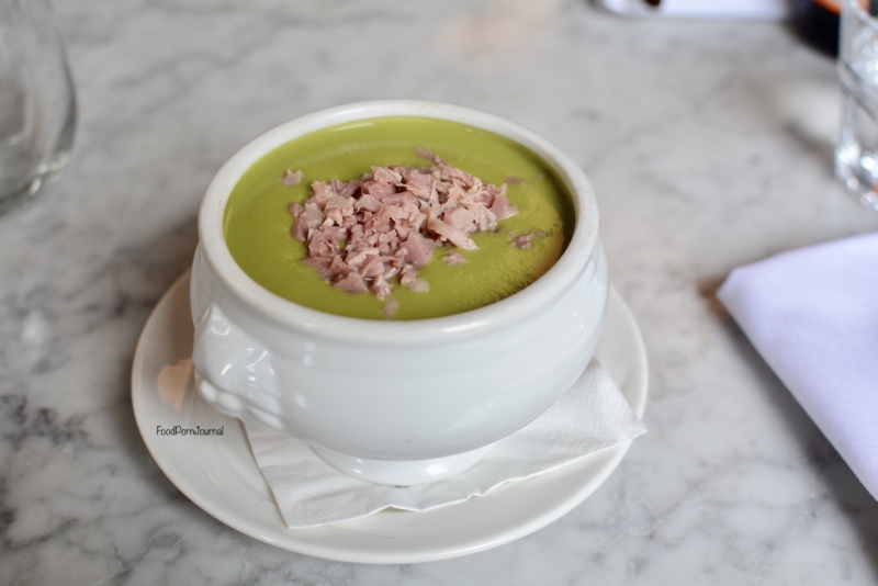 Koffman and Mr White's Bath UK pea ham soup