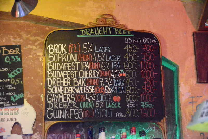 Szimpla Kert Budapest beer menu