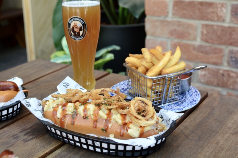 The Bavarian Woden mac and cheese dog